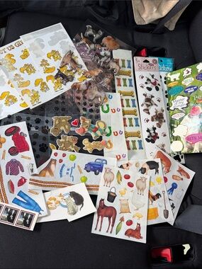 Vintage Sticker Lot- Cats/ Farm Animals/ Paw Prints/Monkeys